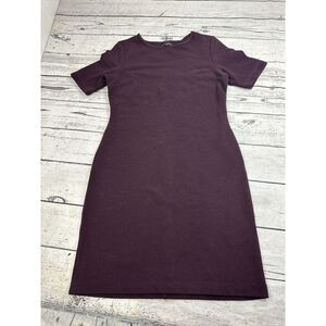 Mario Serrani Italy Women's Small Maroon‎ Ribbed Knit Wrinkle-Free Career Dress